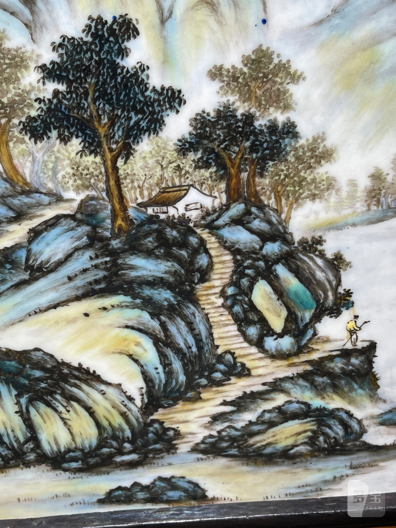 民国 邹岭画山水纹瓷板 - 图4